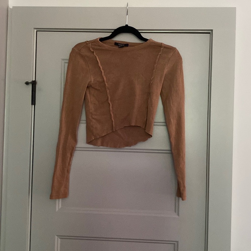 Forever 21 Brown Crop Top Long Sleeve Size Small